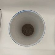 Vase grès d’Alsace Betschdorf bleu décor floral fait main vintage