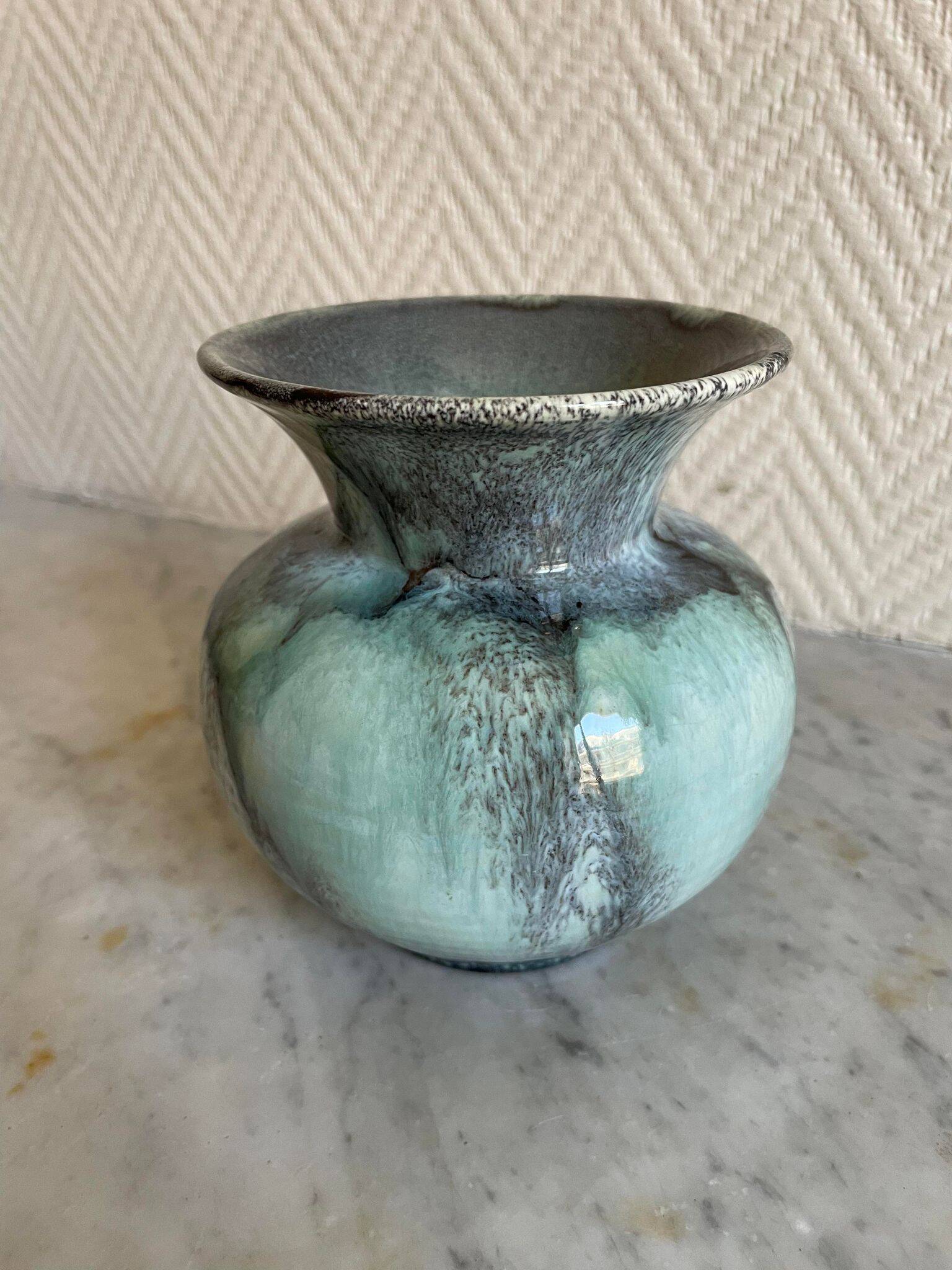 Blue lava style vase Vallauris