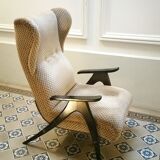 Fauteuil Wing chair à système de relaxation année 50/60