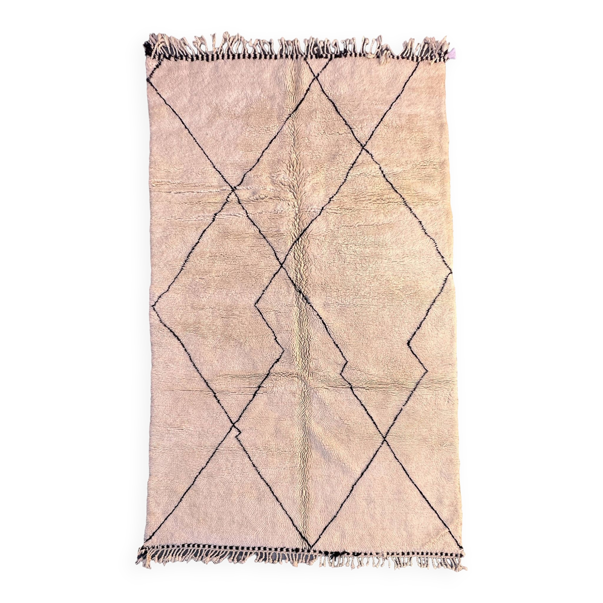 Tapis Marocain Beni M'Rirt blanc - 174 x 301 cm