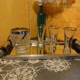 Top with bottom rectangular mirror in art deco style with two wooden cuffs France