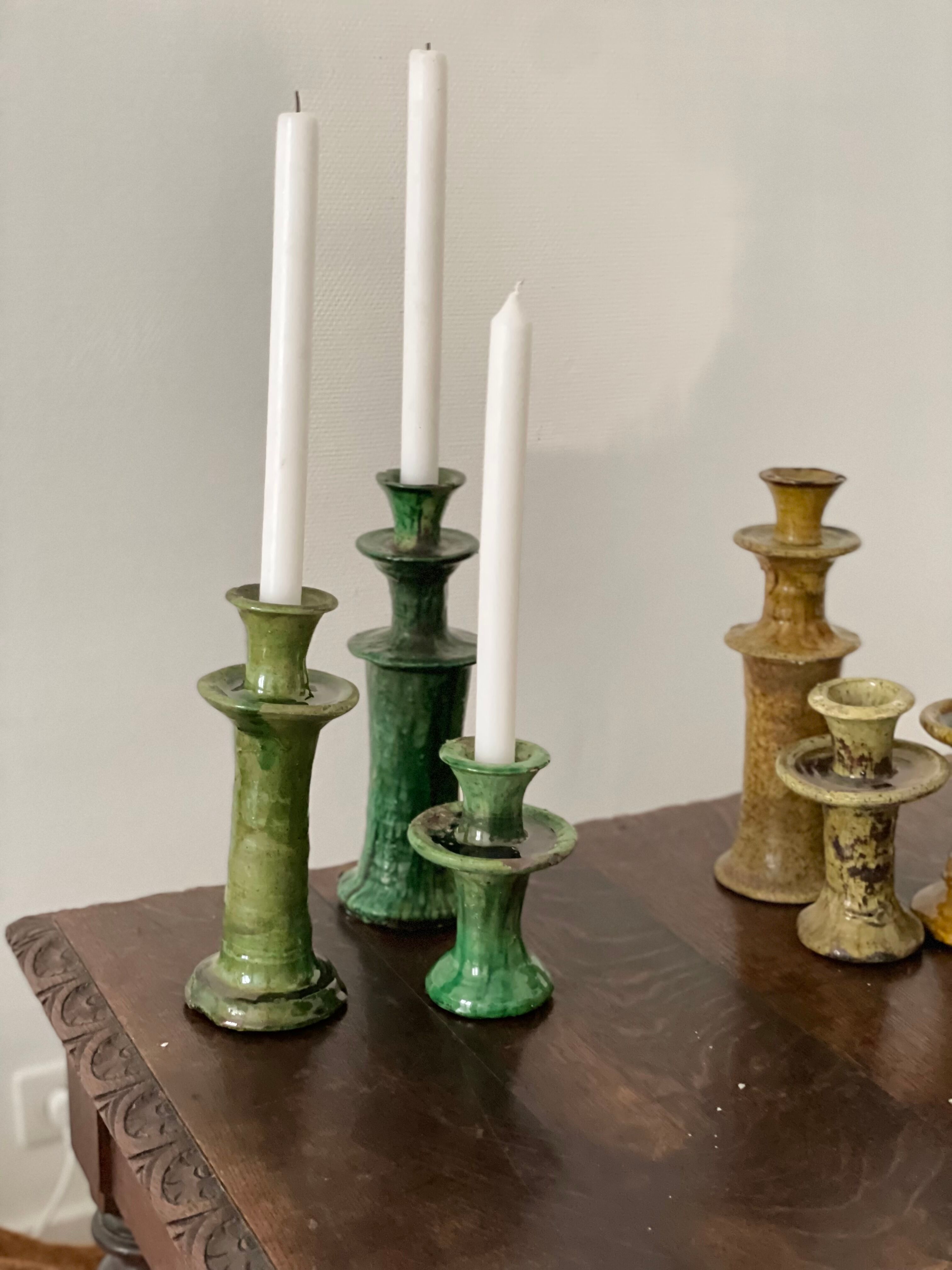 Tamegroute candlestick candlestick green glazed ceramic S H15 cm