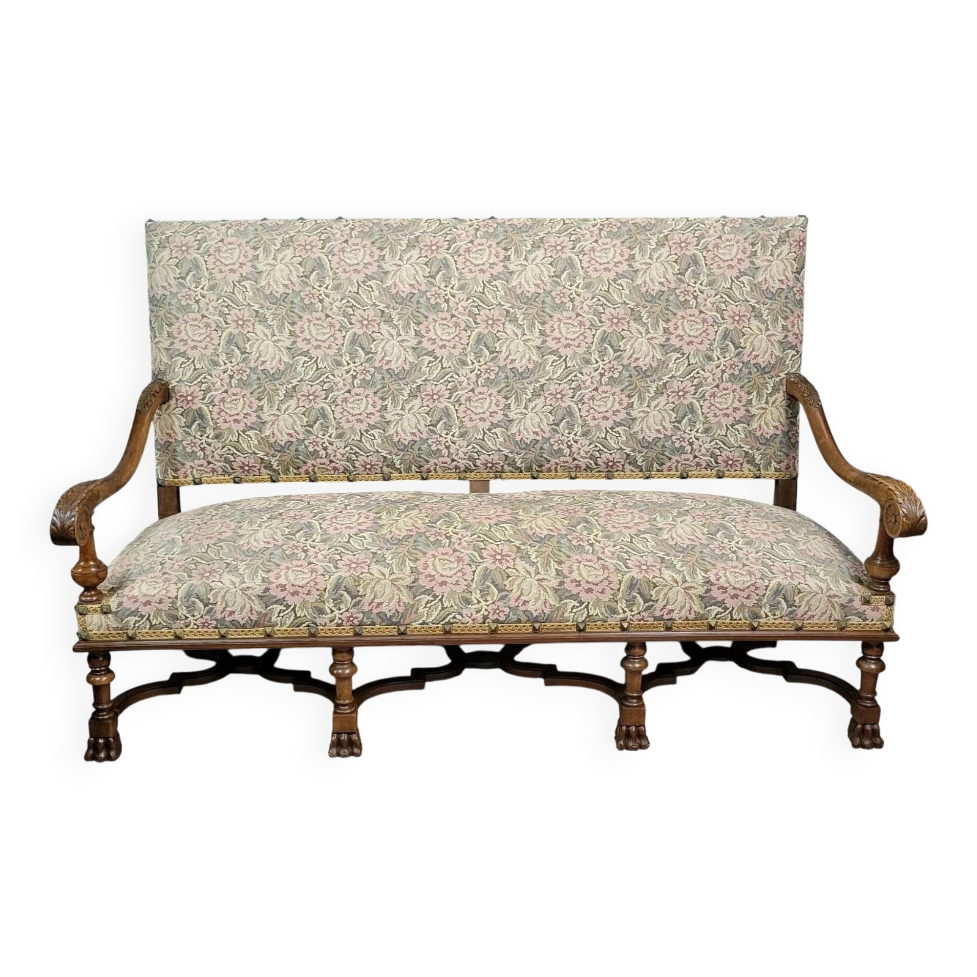 Louis XIII style walnut chateau bench circa 1850
