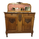 Art Deco solid wood sideboard with mirror and marble top