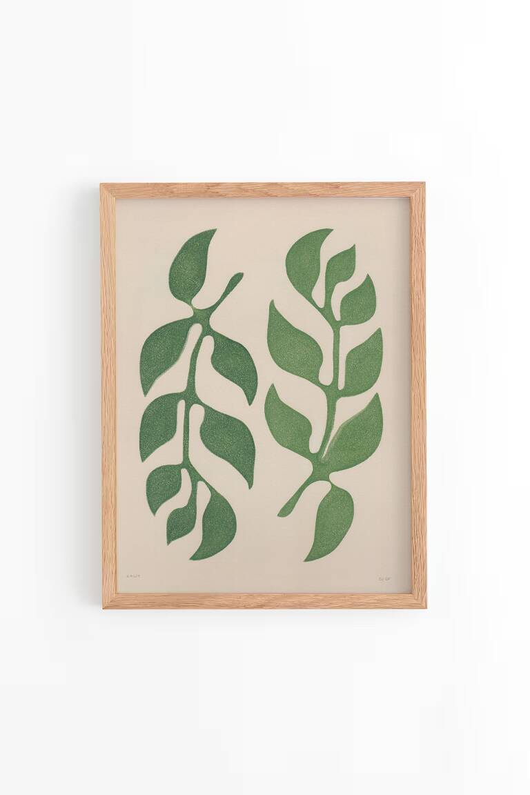 Painting 30x40cm green foliage painting signed Eawy