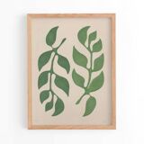 Painting 30x40cm green foliage painting signed Eawy