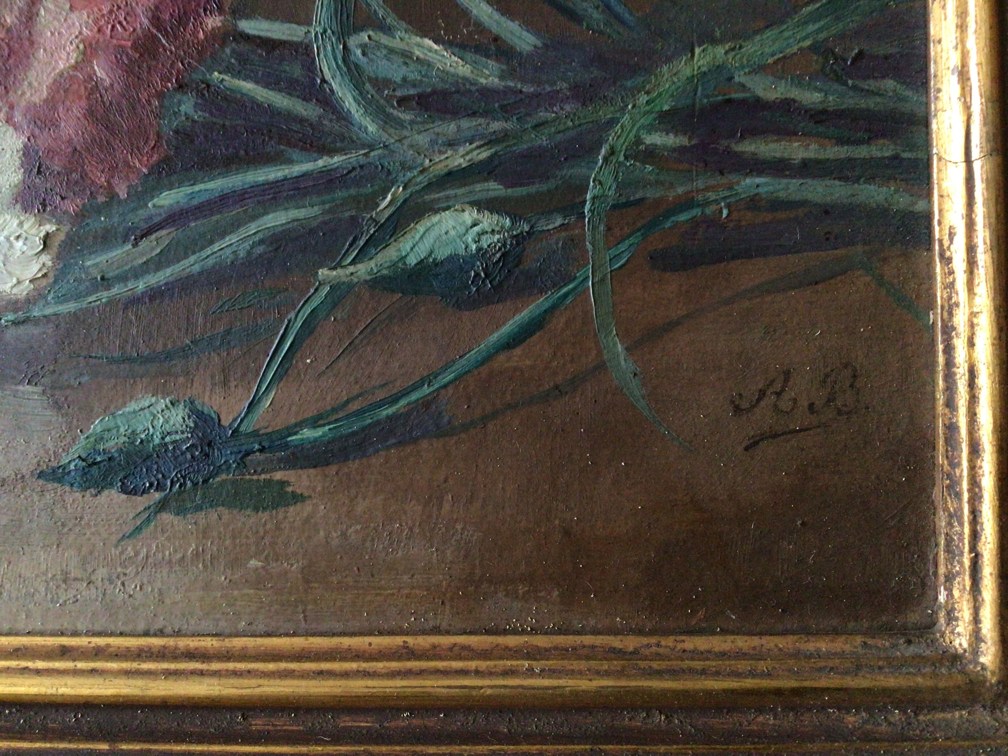 Tableau, bouquet de fleurs oeillets