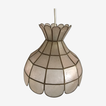 Hanging lamp in mother-of-pearl and brass