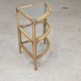 Rattan and glass corner shelf 1970