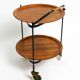 Folding Mid Century serving trolley with removable teak pagwood trays