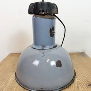 Industrial Grey Enamel Bauhaus Pendant Lamp, 1930s