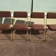 Lot de 4 chaise lafuma pliante damier marron doré