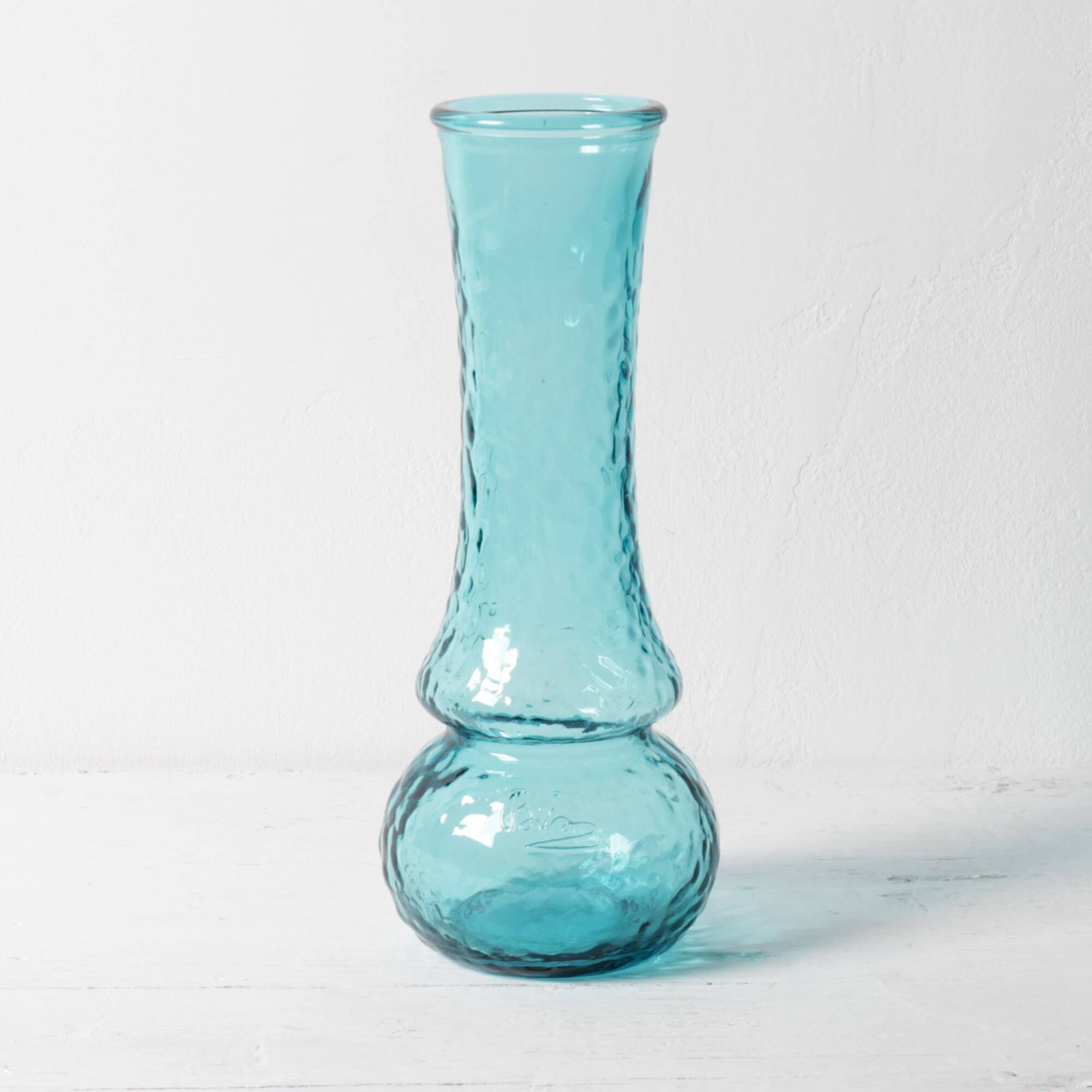 Turquoise Stylish Glass Flower Vase / Bibi / Italy / 1980s