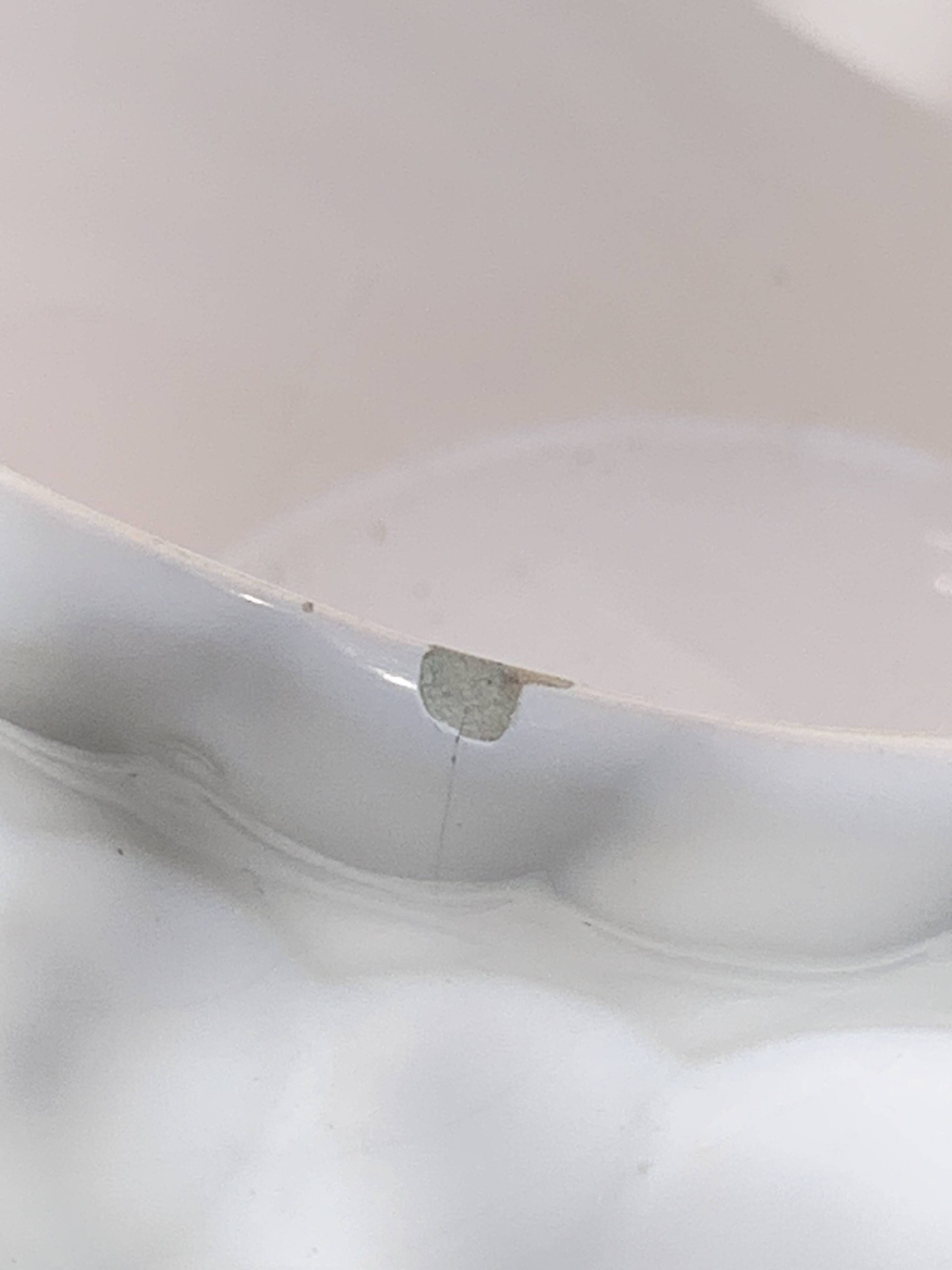 Large slip cover in white enameled ceramic, with vintage fruit decoration