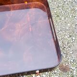 Gold metal side table with tortoiseshell lucite top from the 70s