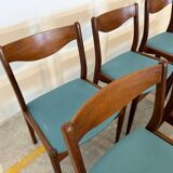Set of 8 Vintage Danish Chairs by Søren Ladefoged – Teak & Blue Fabric