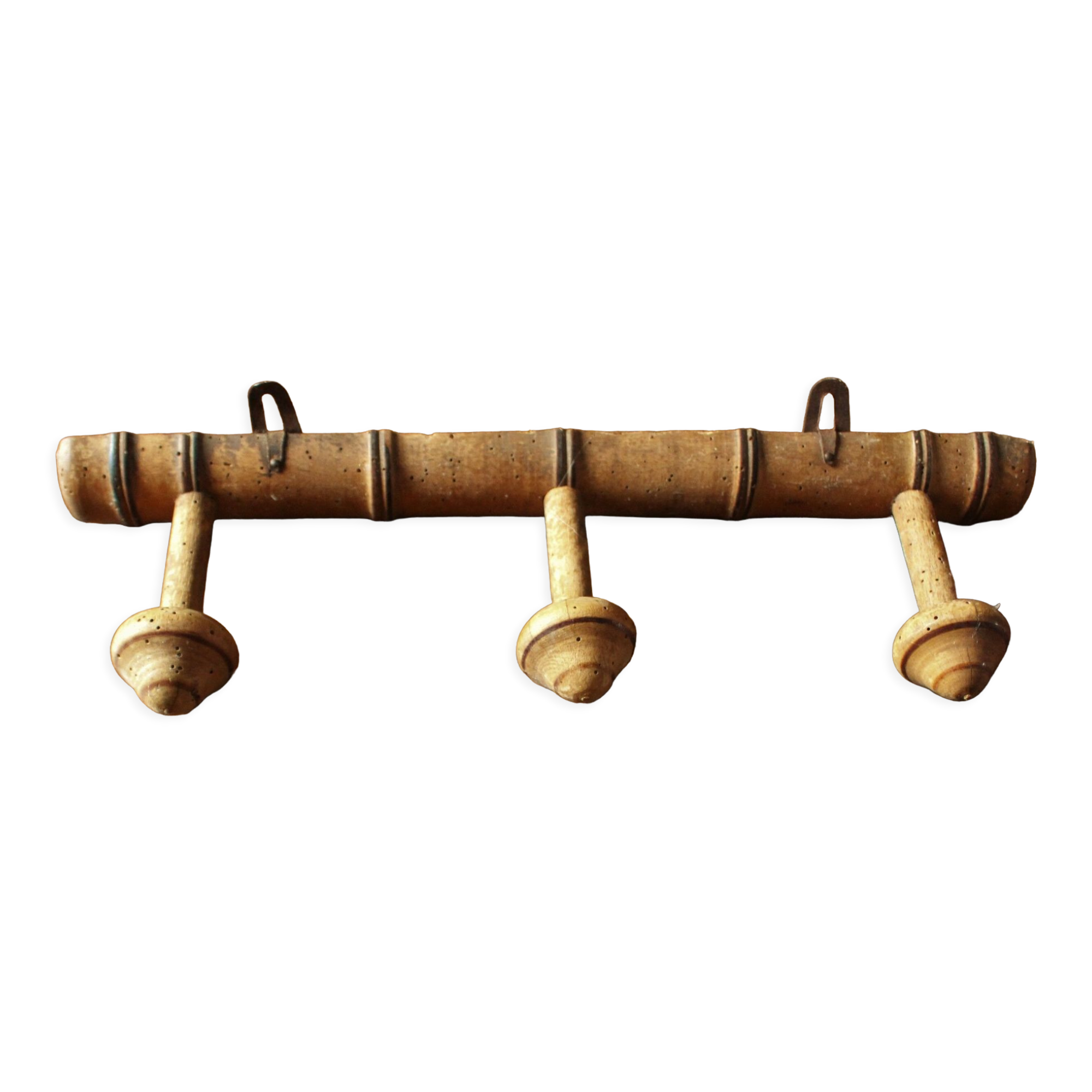 Coat rack Vintage wood bamboo three hooks