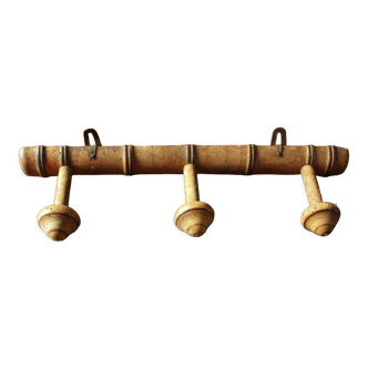 Coat rack Vintage wood bamboo three hooks