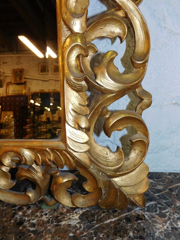 Wooden mirror carved gilded with leaf 140x98cm