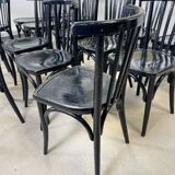 Lot de 16 chaises bistrot bois vernis noir Baumann/ Luterma anées 40/50 France