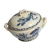 Soupière terre de fer gien cactus blue porcelain opaque old 19 th earthenware