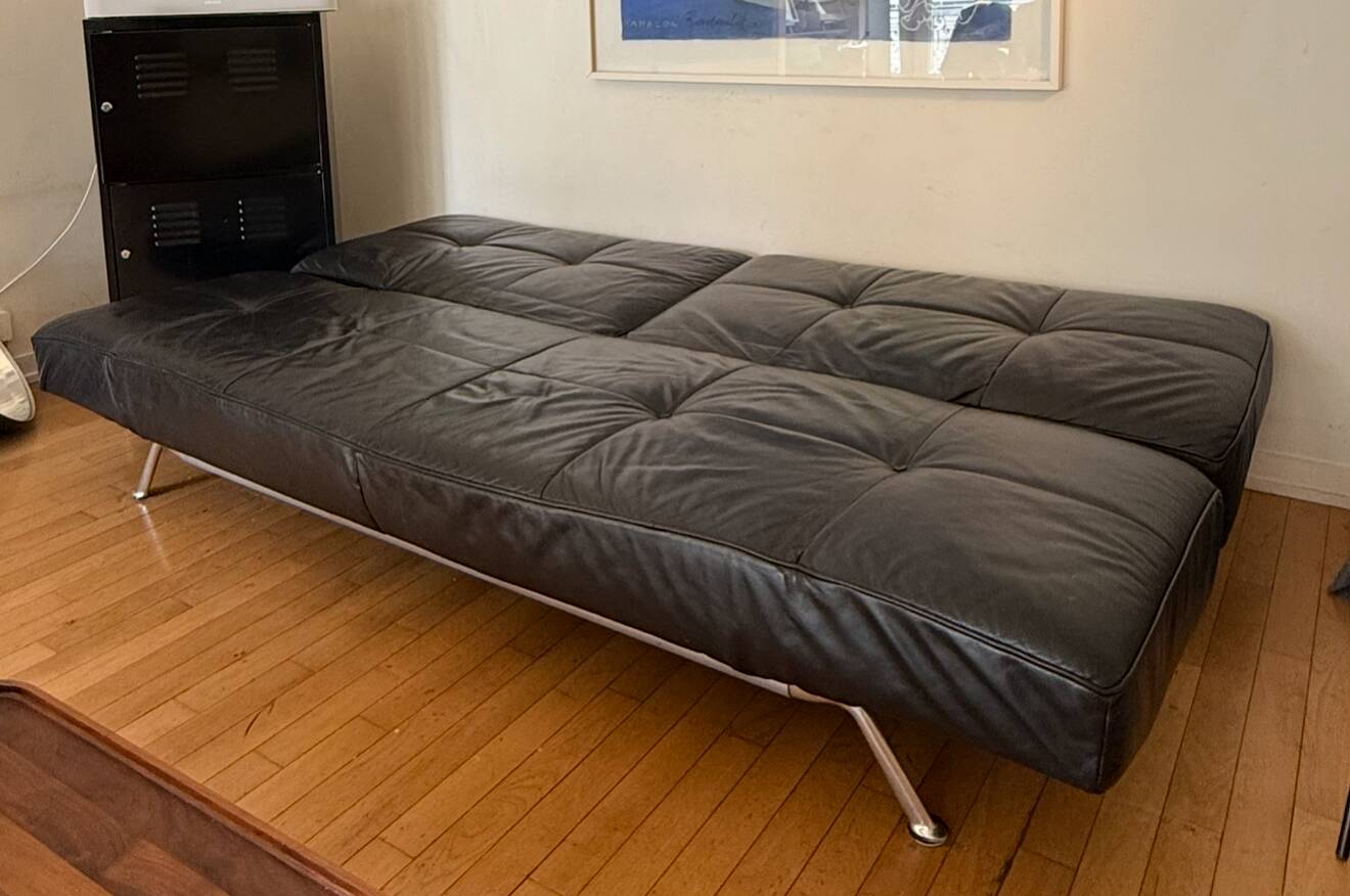 Cinna Smalla convertible sofa - black leather 3 seater