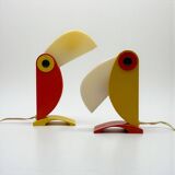 Paire de lampes Toucan design italien années 70 Enea Ferrari