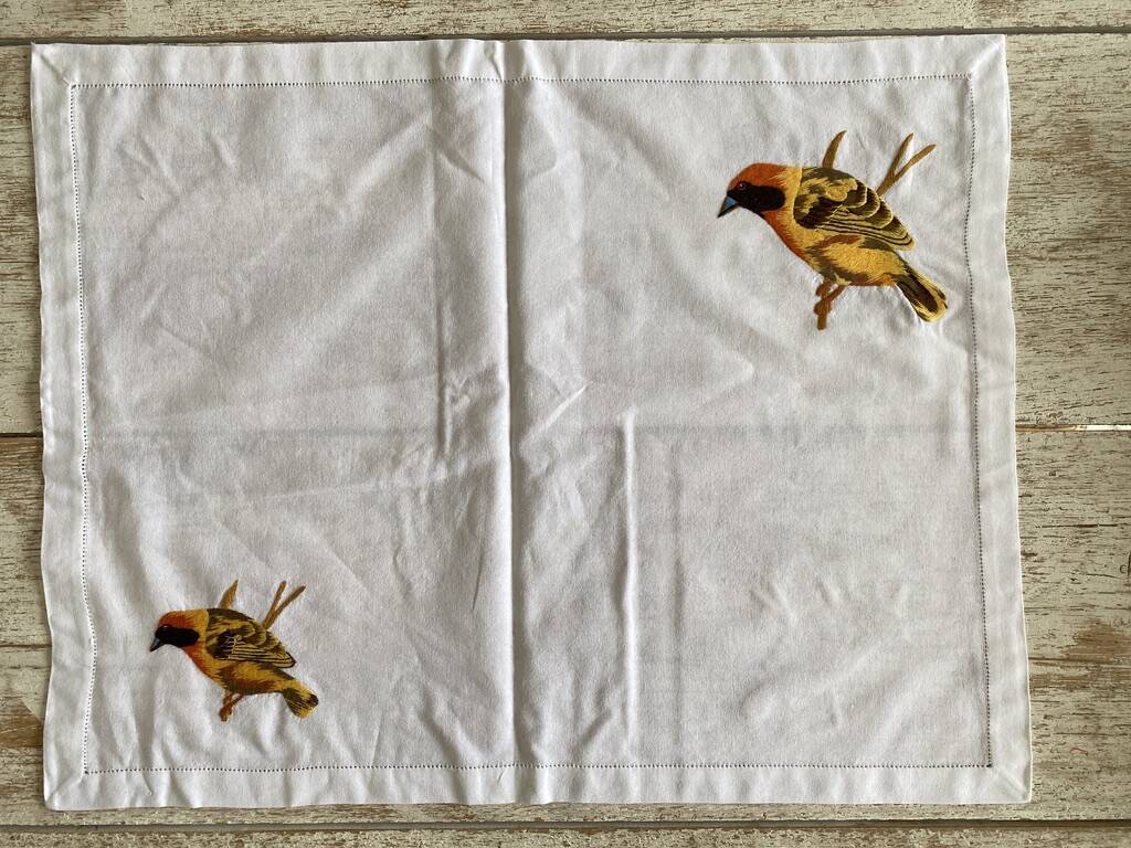 Lot de 2 sets de table et leurs serviettes "oiseaux"