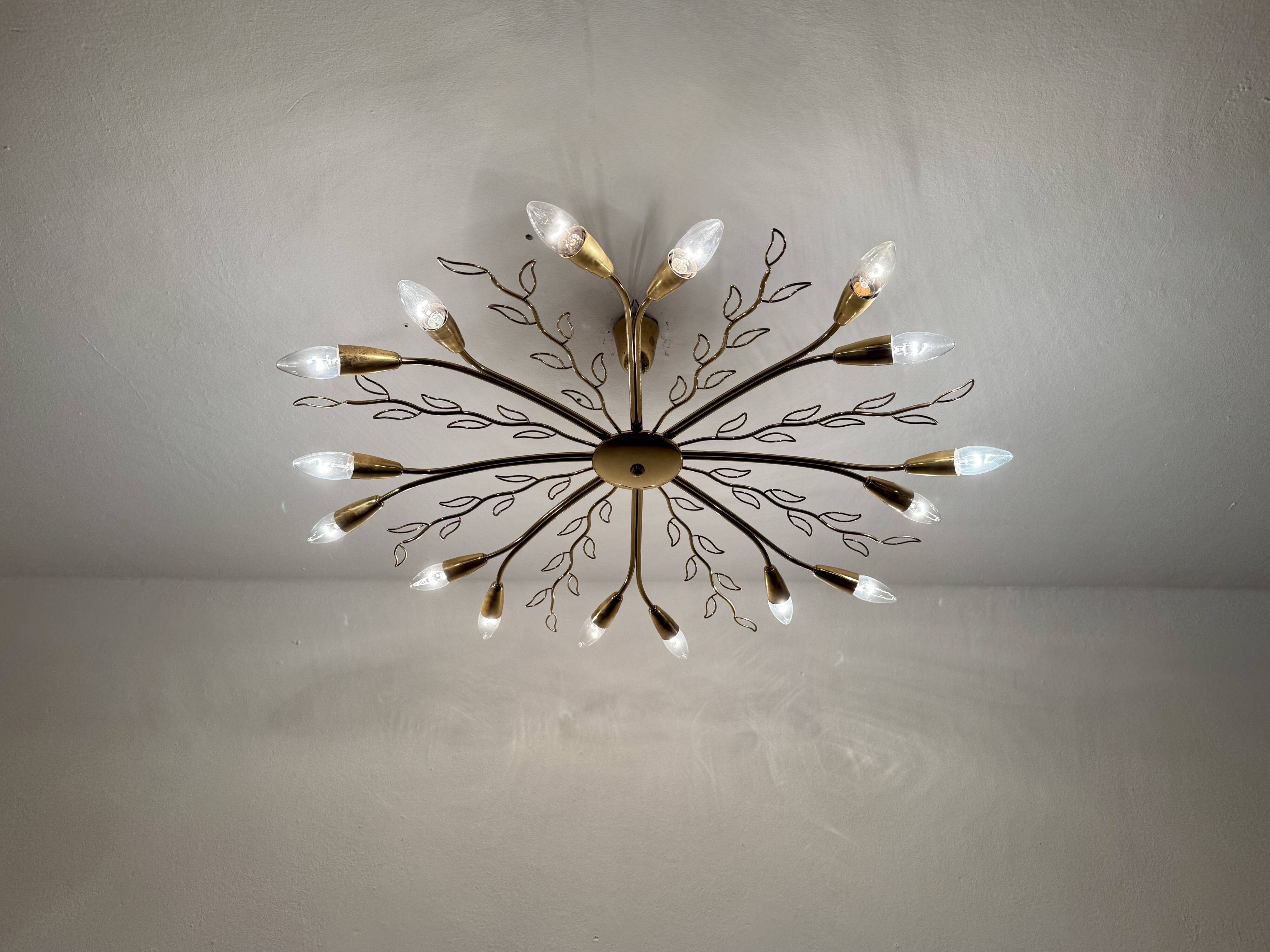 Large Austrian Brass Chandelier by Rupert Nikoll