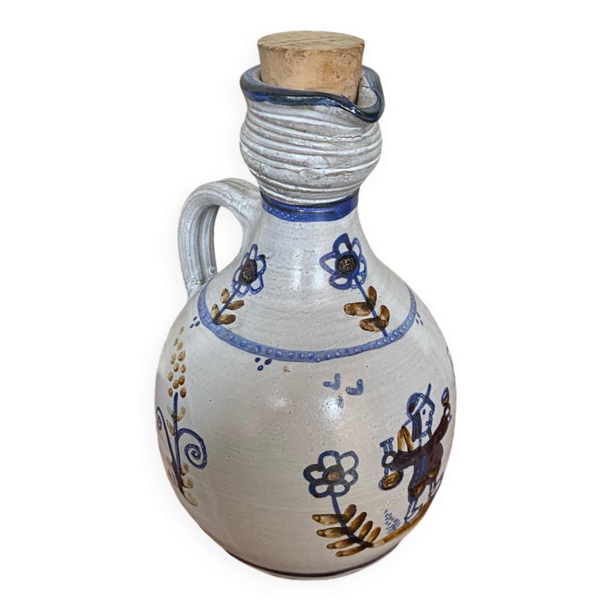 Old grey stoneware bottle brittany decor + vintage cork stopper