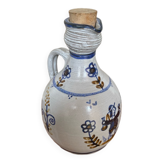 Ancienne bouteille grès gris décor bretagne + bouchon liège vintage