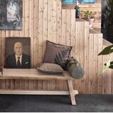 Black tinted solid wood bench