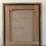 Mid-Century Modern Swedish "Pink Flowers" Vintage Still Life Oil Painting, Framed