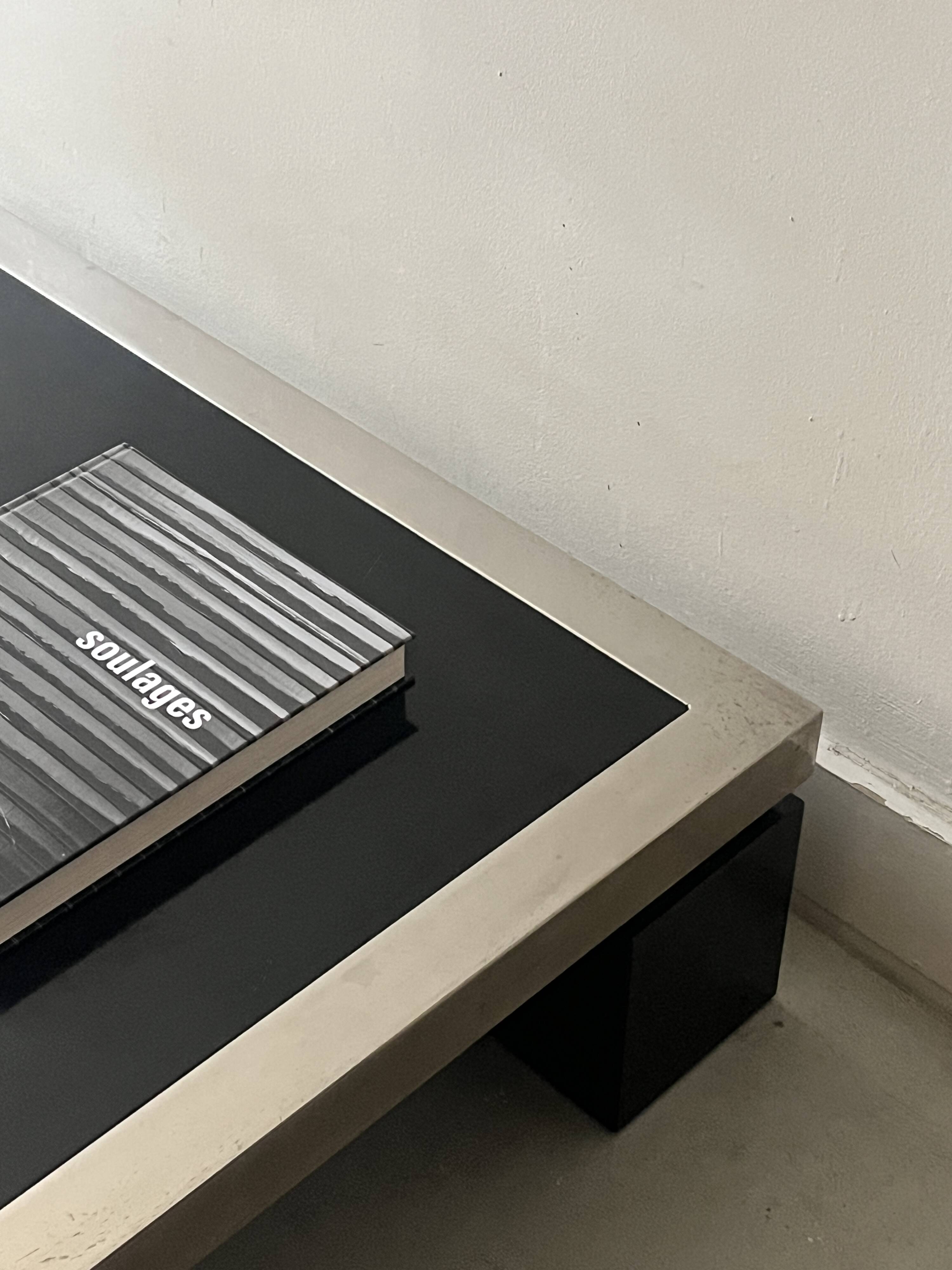 Black & brushed chrome coffee table in the style of Willy Rizzo, design 1970