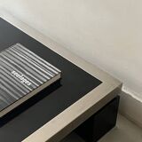 Black & brushed chrome coffee table in the style of Willy Rizzo, design 1970