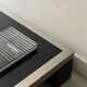Table basse noire & chrome brossé dans le gout de Willy Rizzo, design 1970