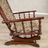 Antique Spring Rocking Chair in Floral Fabric, 1890s