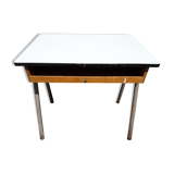 Bureau d'écolier en bois, formica et métal "la toupie"