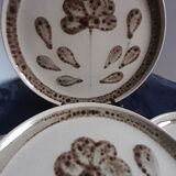 6 dessert plates glazed stoneware from Sarreguemines, Art workshop, model Jocelyne - vintage