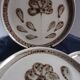 6 dessert plates glazed stoneware from Sarreguemines, Art workshop, model Jocelyne - vintage