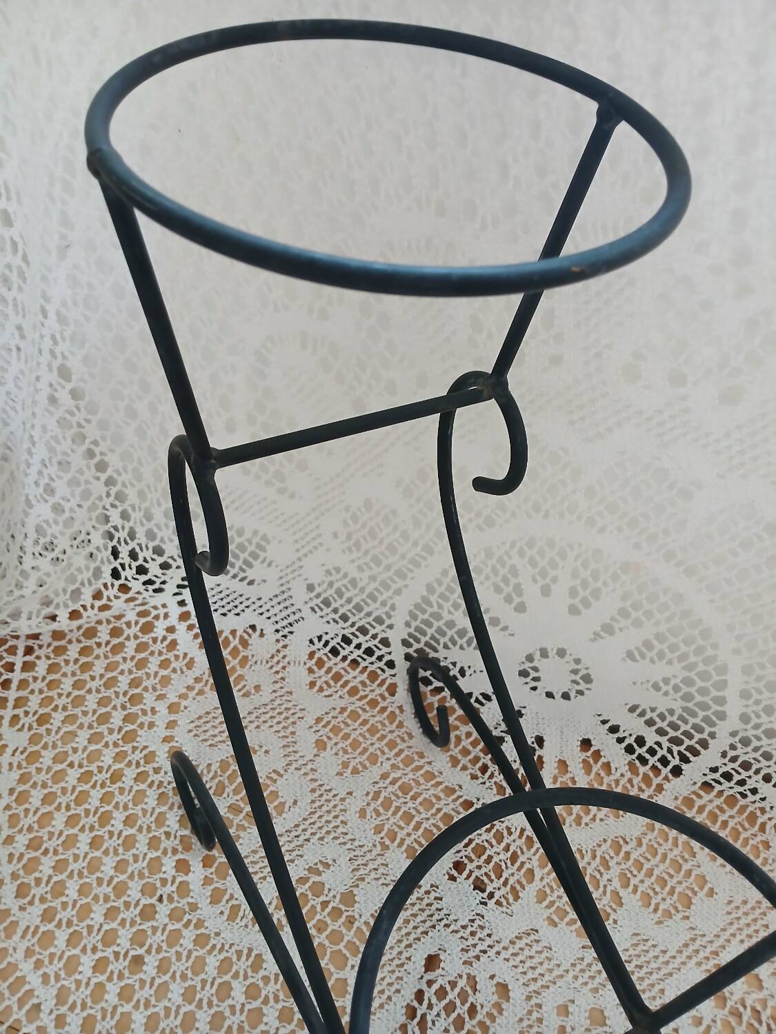 Antique wrought iron plant stand