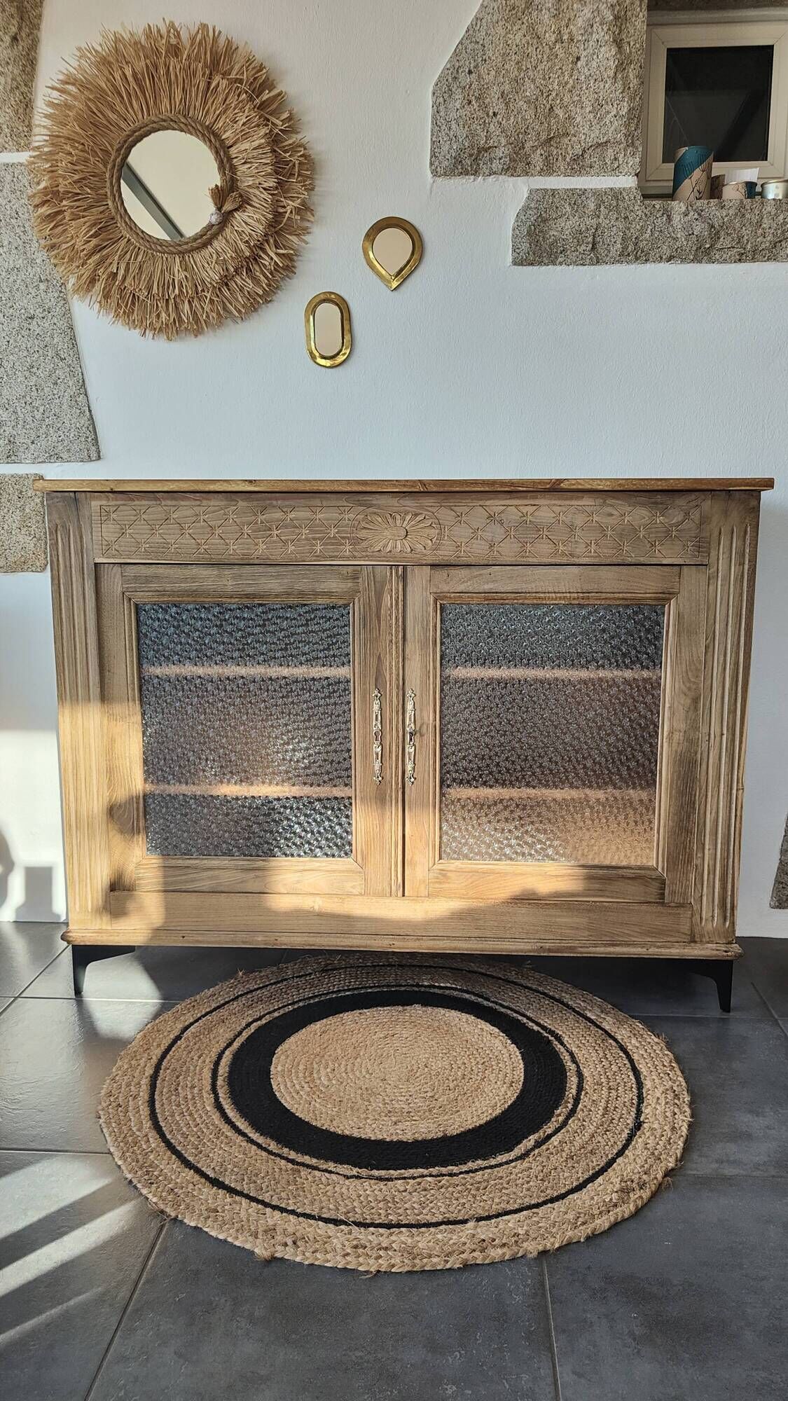 Old Art Deco Parisian buffet in stripped raw wood