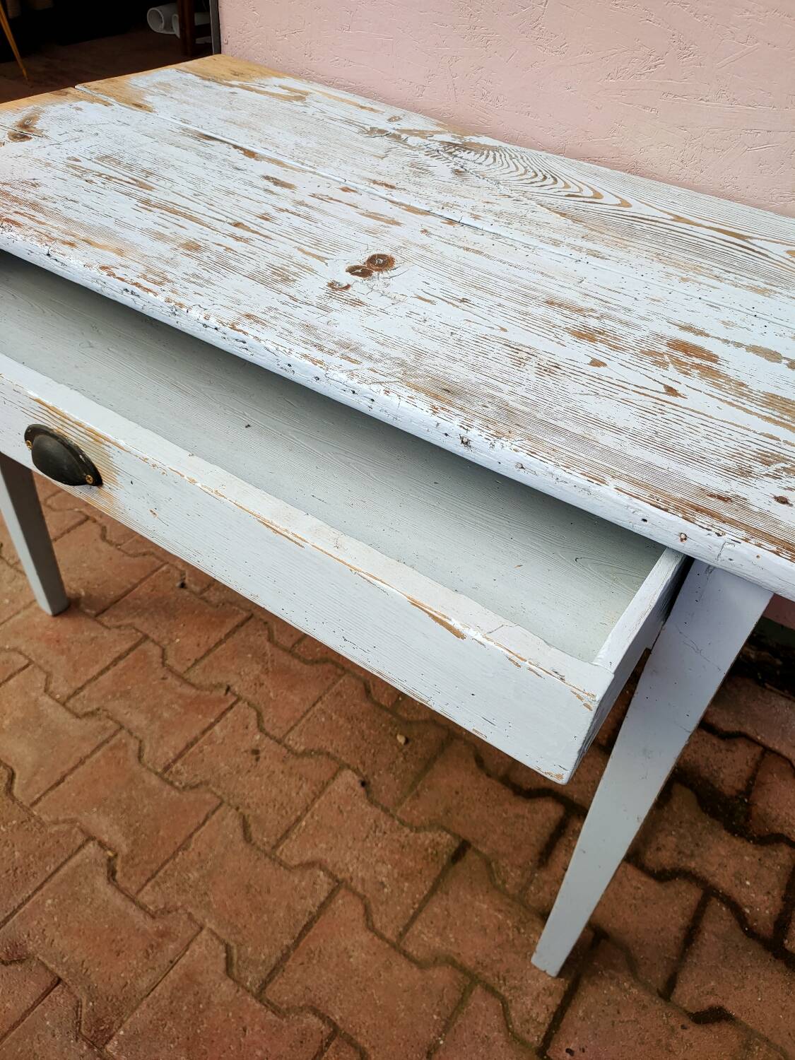 Pastel blue farm table