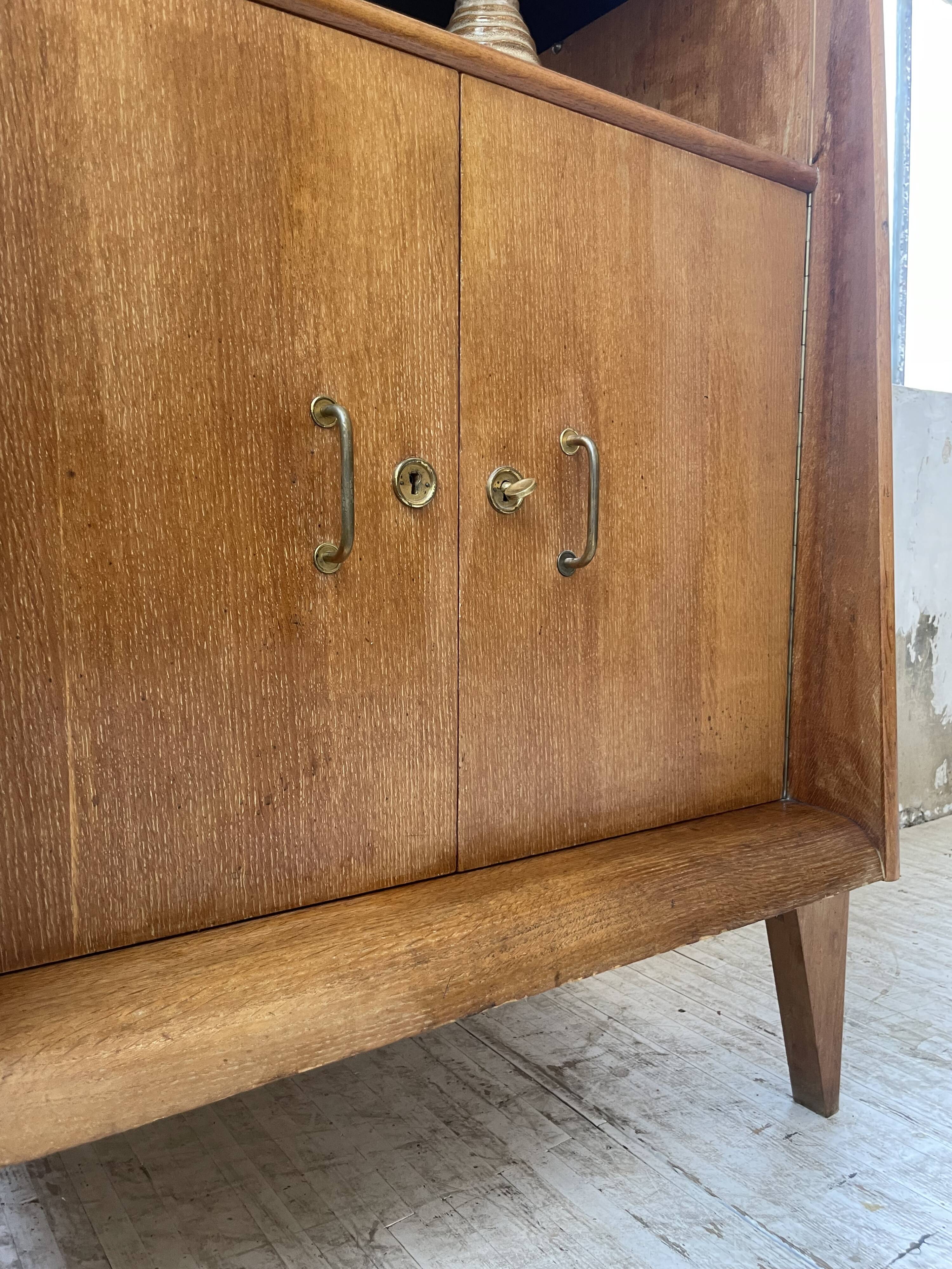 Meuble de rangement secrétaire chêne années 60