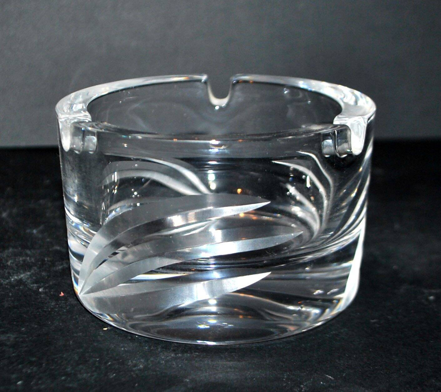 Vintage cut crystal ashtray signed Carabin 1989