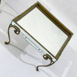 Pair of side tables, glass and brass, 1940s