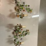 Florentine Tole Flower Sconces, Set of 2