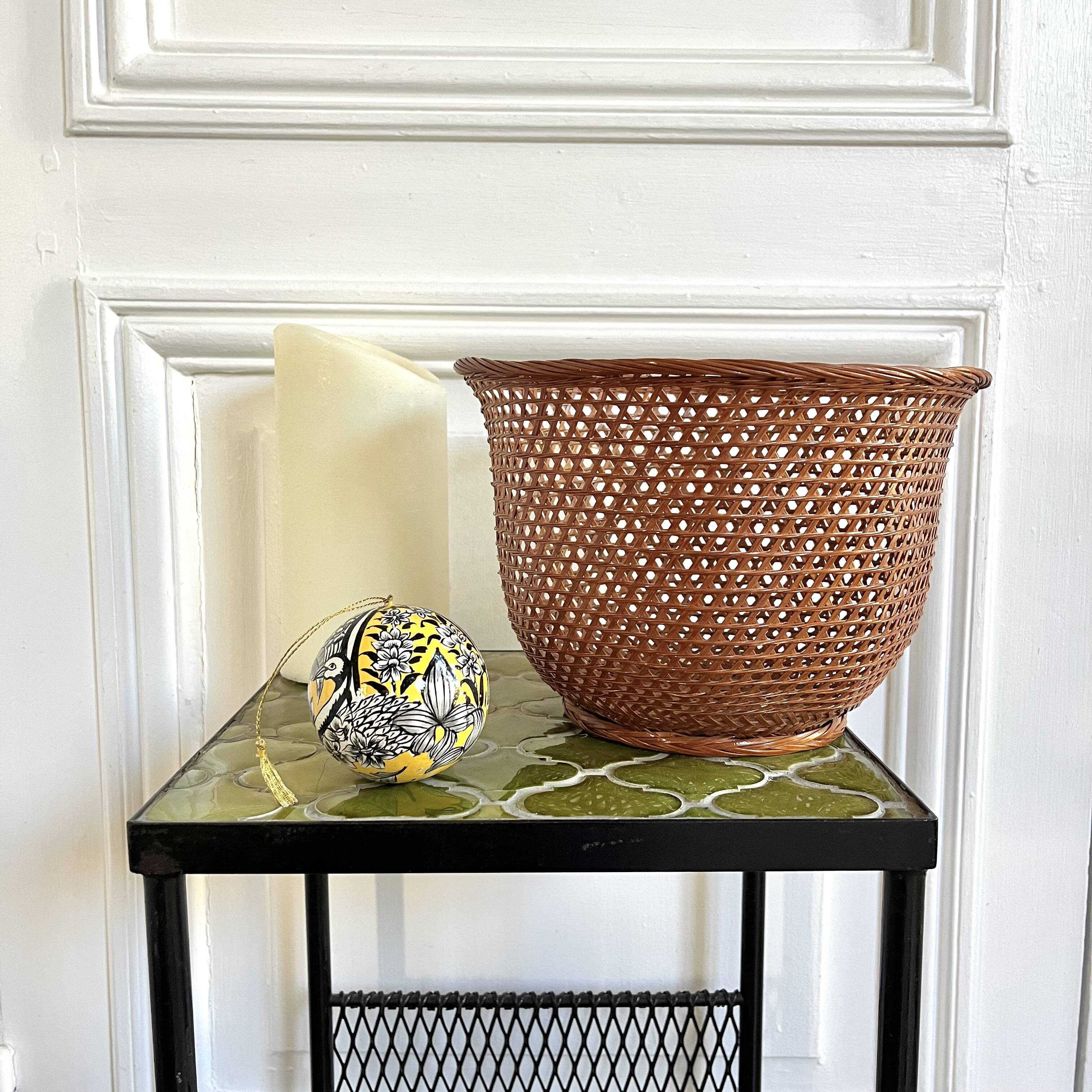 Wicker cane basket planter