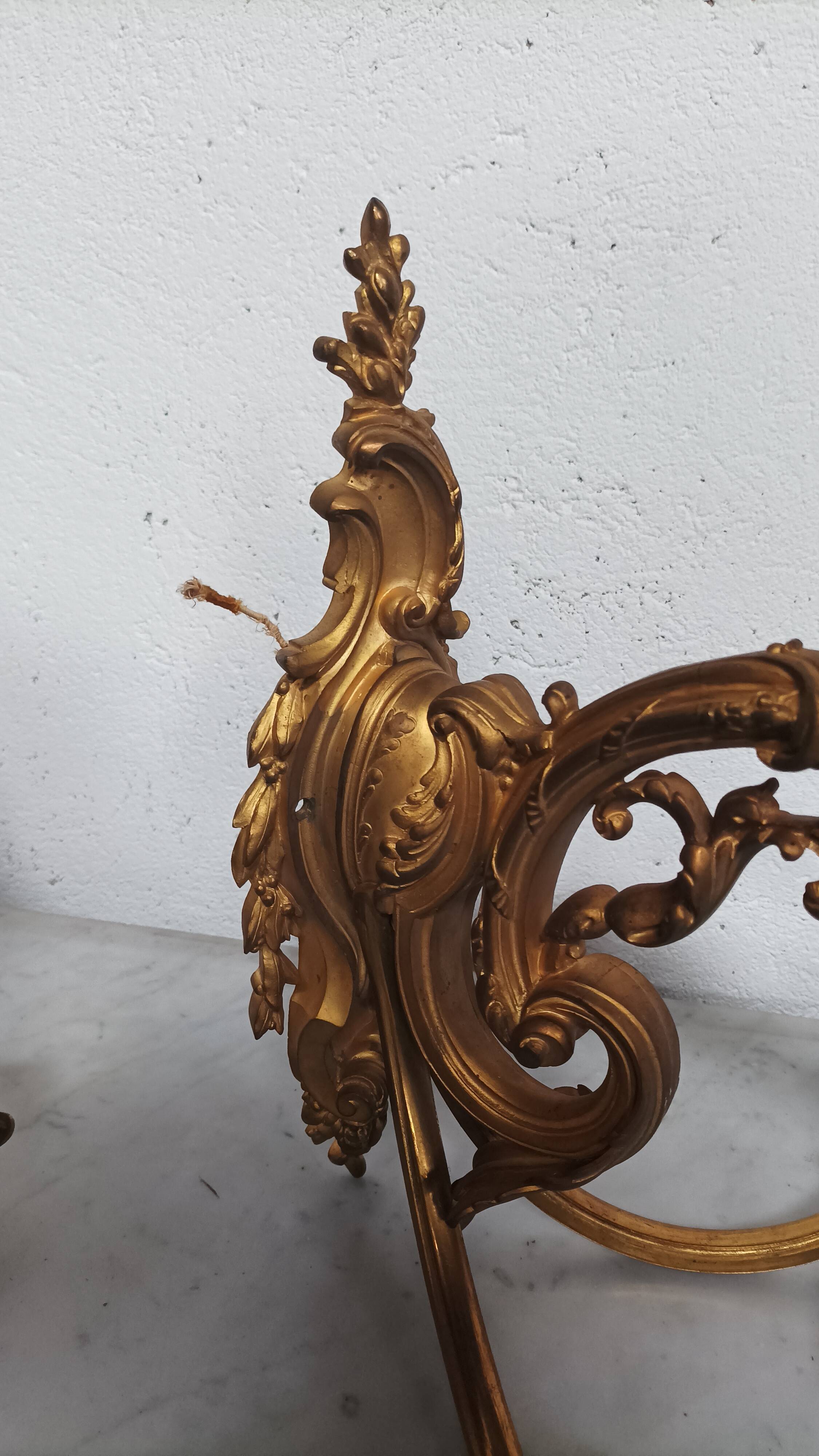 Pair of large Napoleon III bronze wall lights