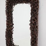 Large Mid-Century Tropical Wood Wall or Floor Mirror